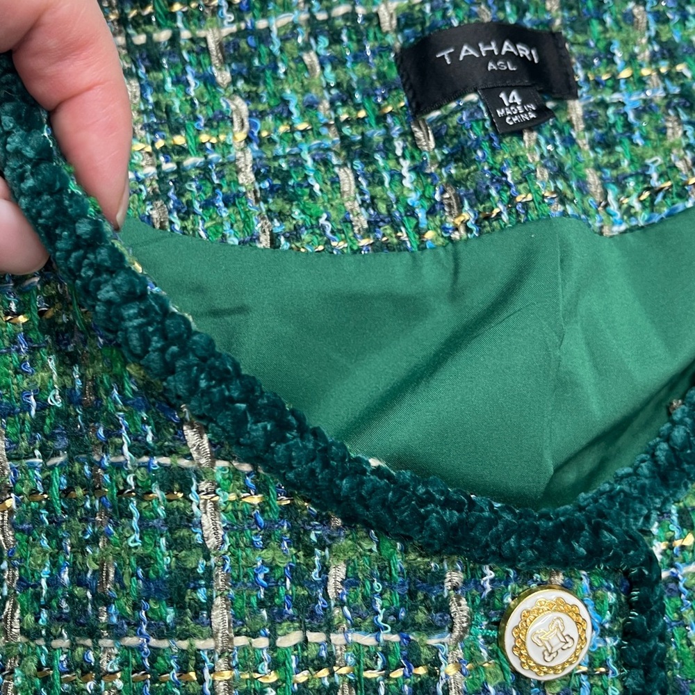 NEW TAHARI ASL Classic Tweed Jacket - Green - Picture 7 of 16